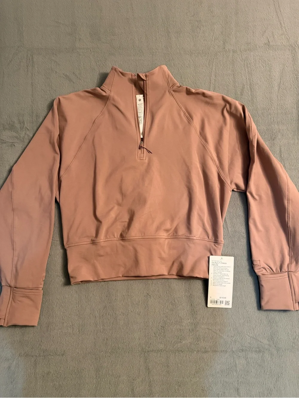 Lululemon Pullover Womens Size 6 Rulu Fleece Twrs Run Half Zip Long Sleeve  NWT